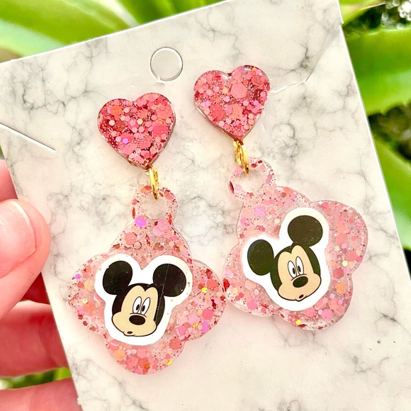 Acrylic Mickey Mouse Earrings - Picture 2 of 5